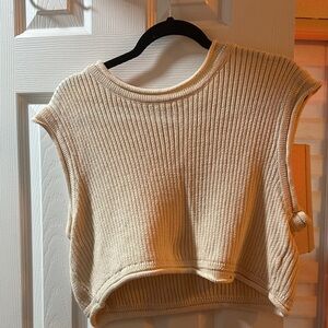 Very J Beige Ribbed Tank Top